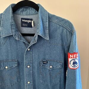Wrangler Blue Denim Shirt with NFR Emblem
